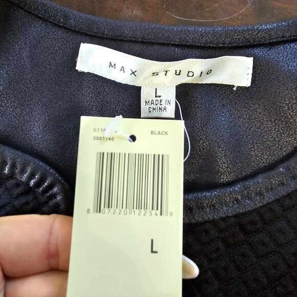 NWT Max Studio Black Quilted Textured A Line Dress faux accents Zipper Front sz - Picture 10 of 13